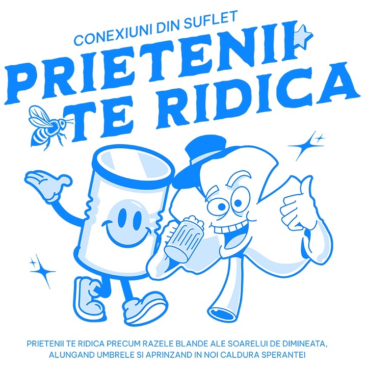 Sticker Adeziv Prietenii te ridica familie cel mai mare sprijin cu Margini Albe, PVC Vinyl 40 cm