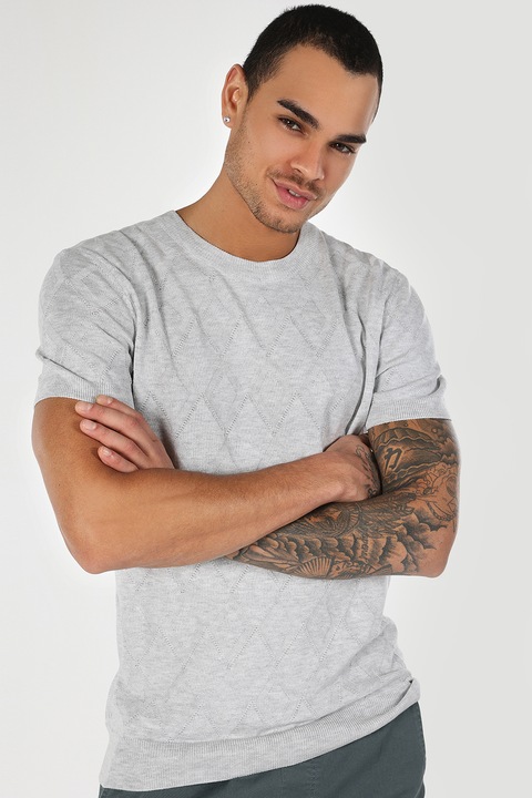 COLIN'S, Pulover cu decolteu la baza gatului, Gri deschis melange