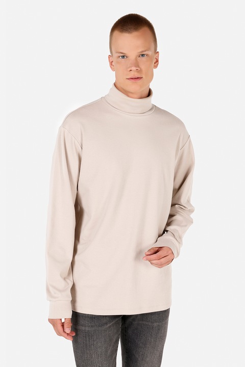 COLIN'S, Bluza de bumbac cu guler inalt, Alb fildes, XS