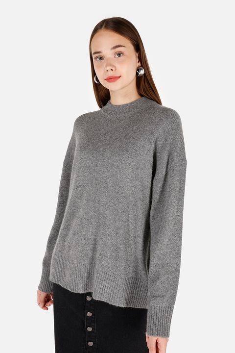 COLIN'S, Pulover din amestec de lana cu maneci cazute, Gri inchis melange