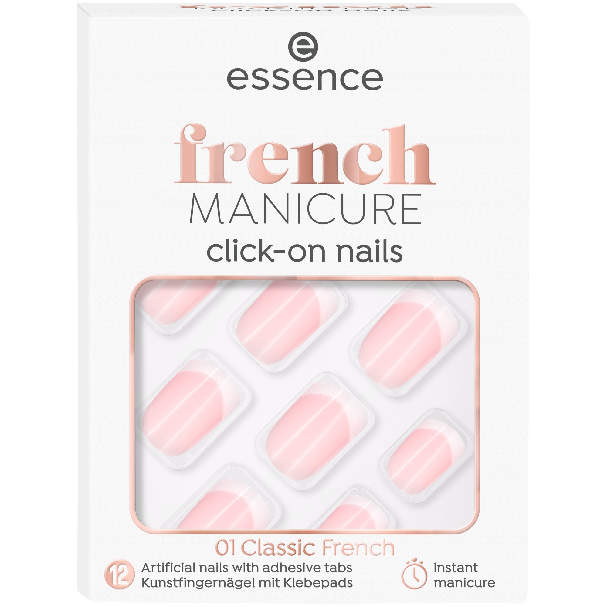 Unghii false Essence french Manicure click-on nails 01, 12 bucati