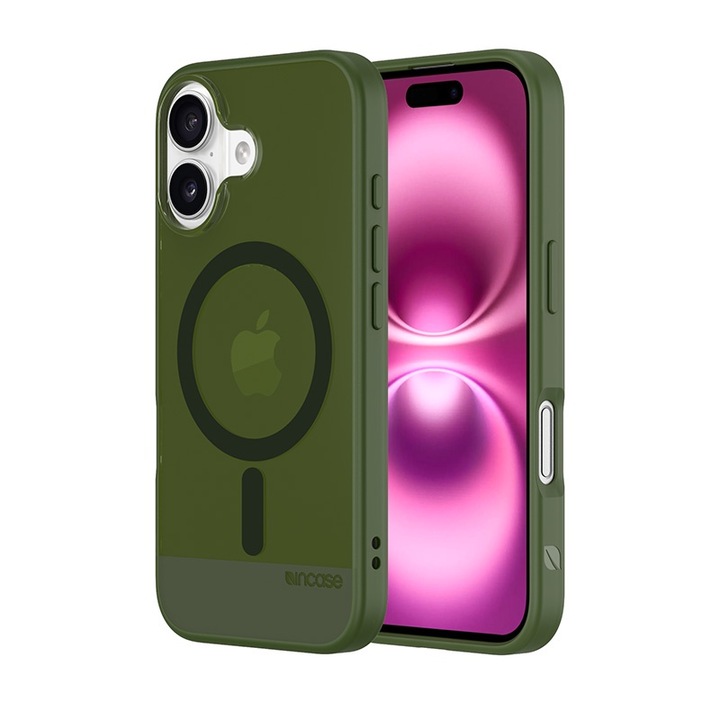 Калъф за телефон iPhone 16, Incase Slim Case MagSafe, усъвършенствана защита, тънък дизайн, тъмнозелен