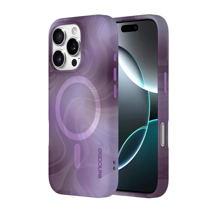 Калъф за телефон InCase Halo Case MagSafe, 3м защита, органичен дизайн, цвят Oil Slick Lilac, за iPhone 16 Pro