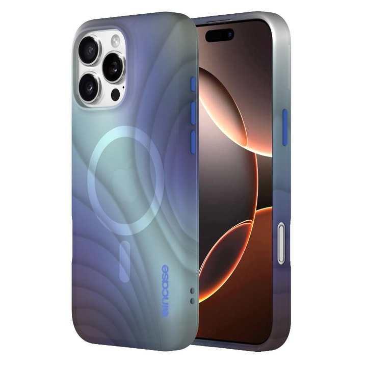 Калъф за телефон InCase Halo Case MagSafe, органичен дизайн, защита при падане от 3м, Tidal Ocean, за iPhone 16 Pro Max