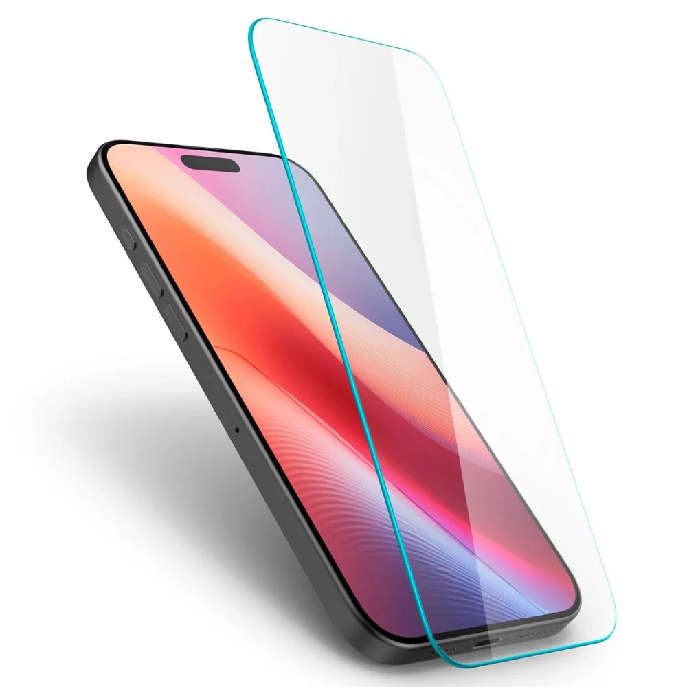 Folie sticla transparenta Case friendly Spigen GLAStR SLIM compatibila cu iPhone 15 / 16