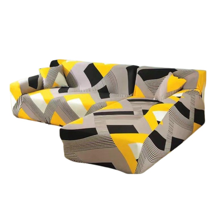 Husa elastica pentru coltar, Comfort, Elastan, 145x185cm/185x230cm, Multicolor M1