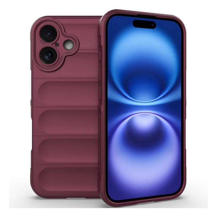 Силиконов буферен калъф с микрофибър за Apple iPhone 16, ОПТИМАЛНО РЕШЕНИЕ, Военна устойчивост, Защита от пръстови отпечатъци, Гъвкав TPU, Ергономичен дизайн, Лилав