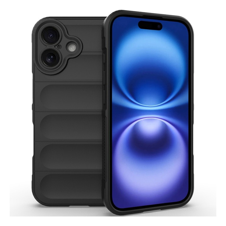 Mikroszálas szilikon tok Apple iPhone 17 készülékhez, OPTIM SOLUTION, katonai szintű ellenállás, ujjlenyomat-taszító, rugalmas TPU, fekete