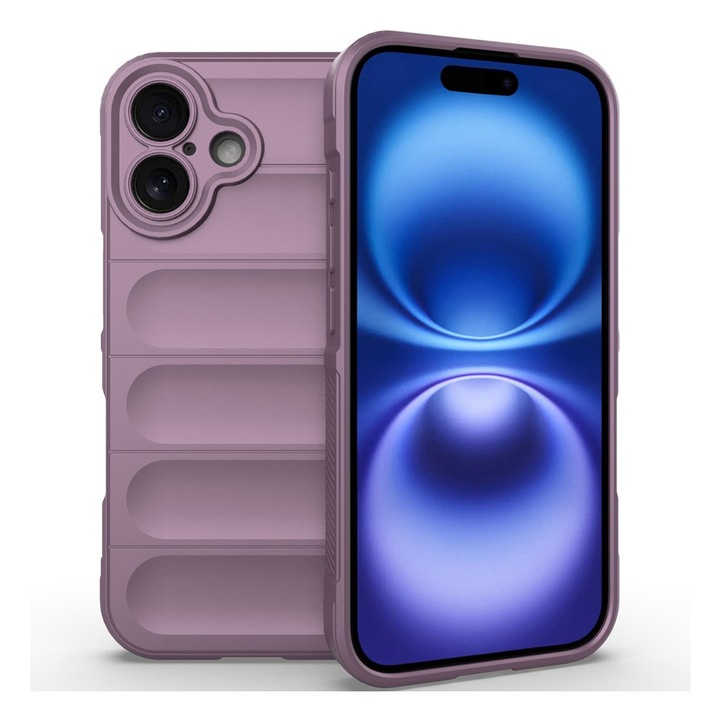 Szilikon puffer tok mikroszálas béléssel Apple iPhone 17-hez, Katonai minőségű ellenállás, Ujjlenyomat-mentes, Rugalmas TPU, Lila