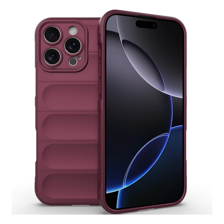 Калъф за Apple iPhone 16 Pro, OPTIM SOLUTION, Военна устойчивост, Защита от пръстови отпечатъци, Гъвкав TPU, Ергономичен дизайн, Лилав