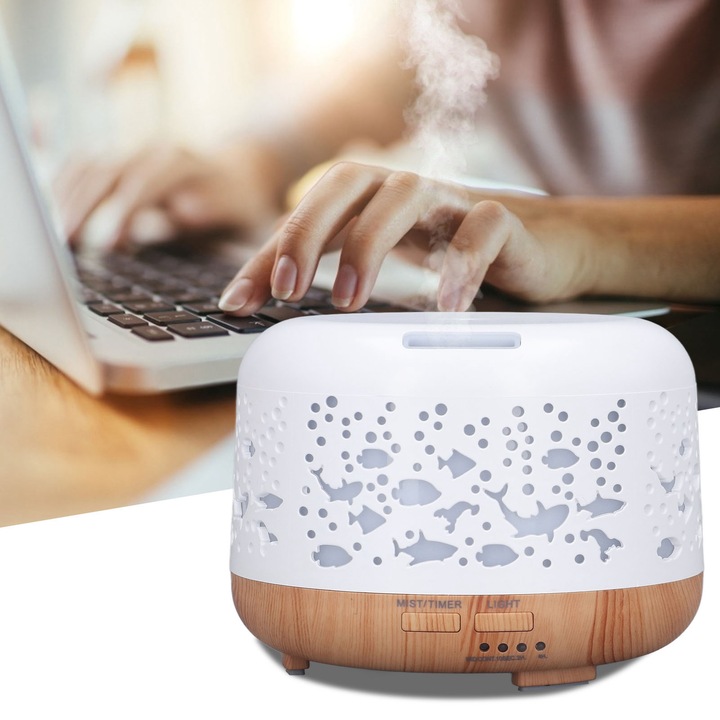 Aromaterápiás párásító, longziming, 300ml, automatikus kikapcsolás funkció, többszínű LED fény, 100-240V