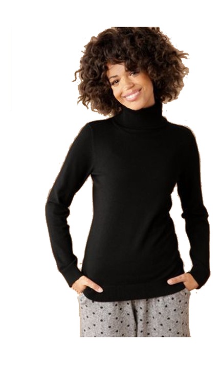 Pulover cu guler rulat, Aniston, Negru, 34