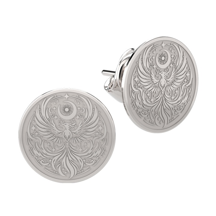 Cercei din aur alb 14K Phoenix