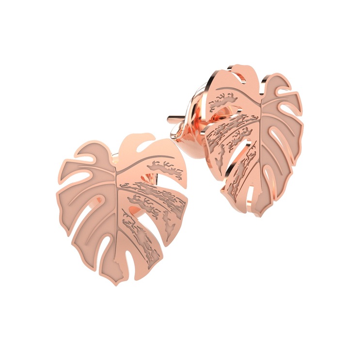 Cercei din aur roz 14K Monstera