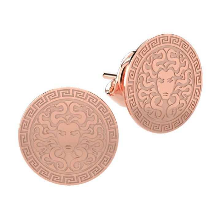 Cercei din aur roz 14K Medusa