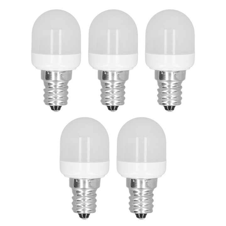 Комплект от 5 LED крушки E12, 1.5W, 75LM, топла светлина, 45x20mm