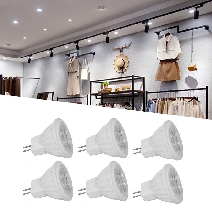 6 db LED izzó MR11 4W GU4 dupla tűs izzó, szabályozható fényerejű, 360lm-es lámpa kerti ösvényekre, tájépítészeti területekre 220V, meleg fény, 3000K