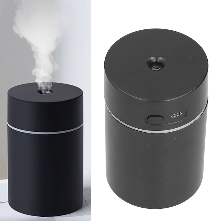 Umidificator mini Jormftte, 300ml, cu lumini colorate, 2 viteze, alimentare USB, portabil