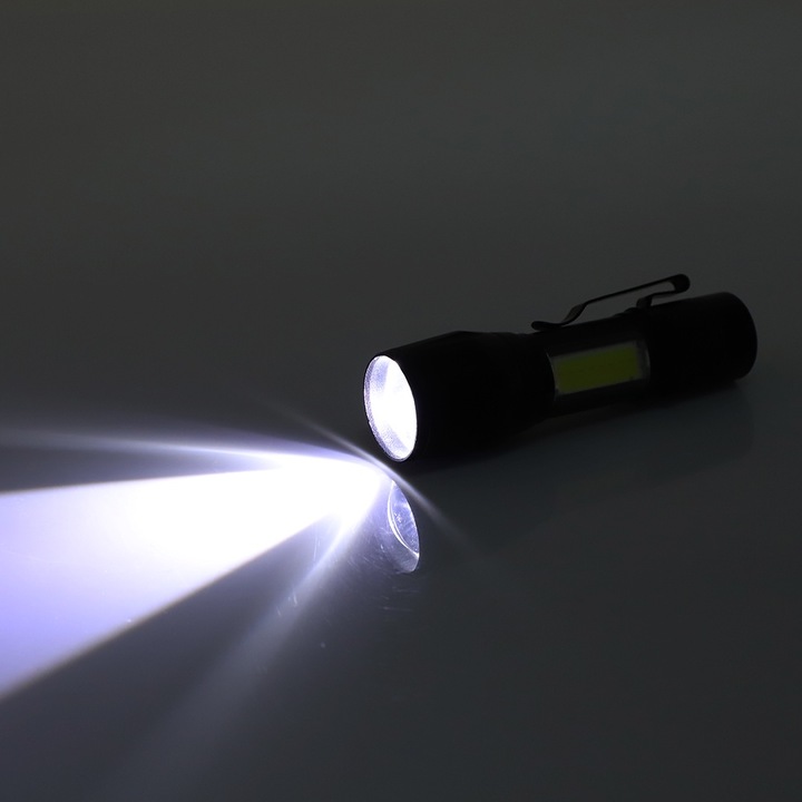 Преносим фенер Jormftte, LED, 350lm, 100-200m, черен, 9.4x2.7cm