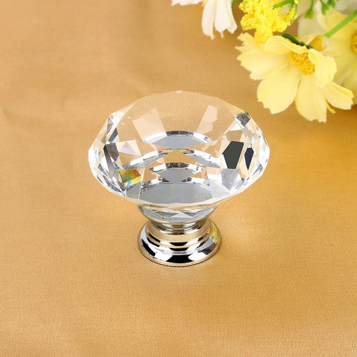 8 darab/készlet 40 mm-es kristályüveg ajtófogantyú fiókhoz, szekrényhez, bútorhoz, konyhai fogantyúhoz, ajtóvasalathoz