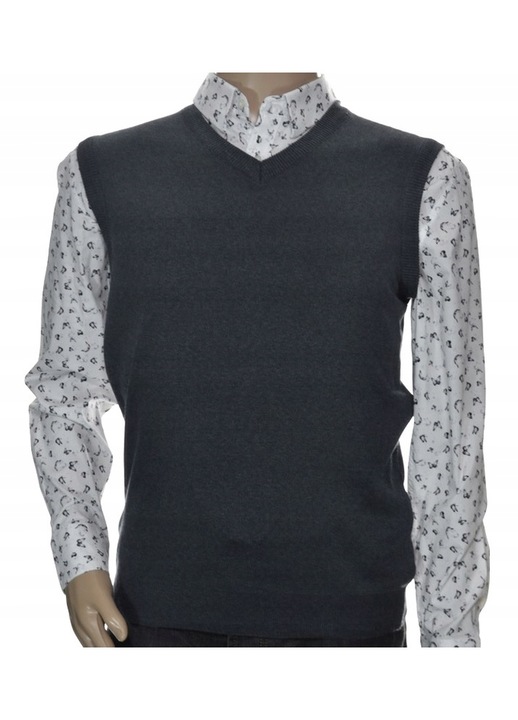 Мъжки пуловер Selantino, без ръкави, вълна, V-образно деколте, Сив
