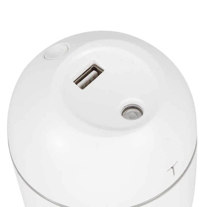 Umidificator cu forma de coarne, Jormftte, 220ml, lumina LED, alb, 8x8x13.5cm