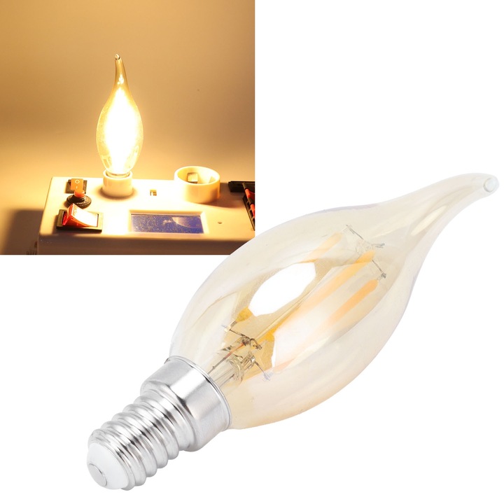 Jormftte izzókészlet 10 darabos C35 LED 4W E14, átlátszó üveg, meleg fehér fény, 120x35mm