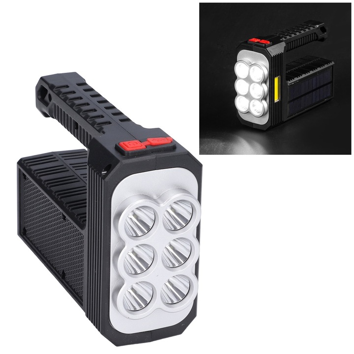 LED-es napelemes lámpa Kempinglámpa, vízálló, 4 üzemmódú, többfunkciós