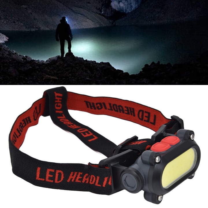 Фенер Jormftte, LED, регулируем, USB зареждане, бяла и червена светлина, 9x5cm