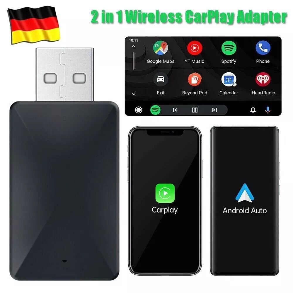 Adaptor multimedia wireless CarPlay/Android Auto 2-in-1, compact