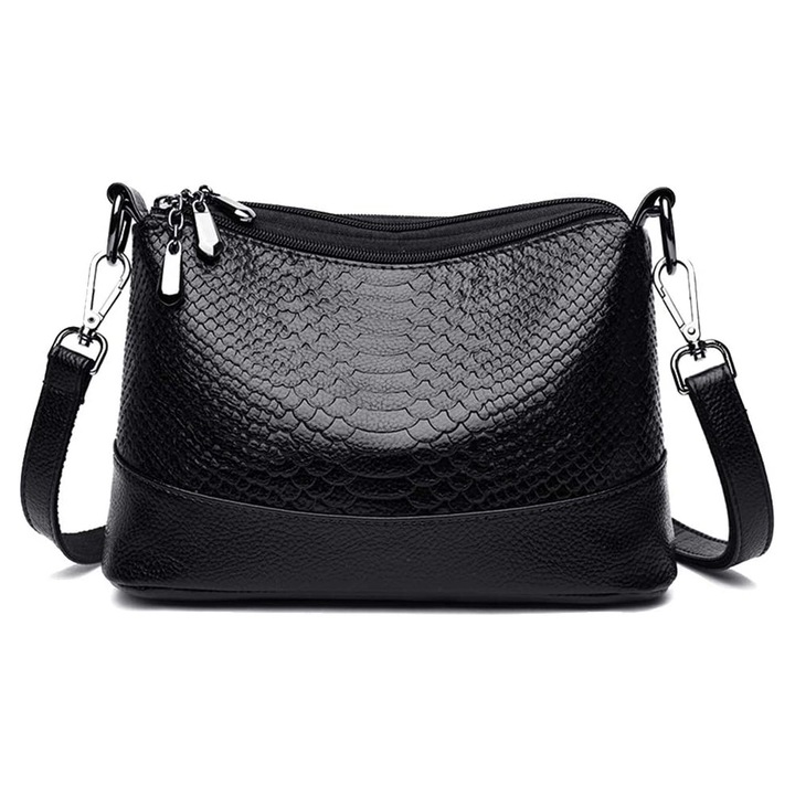 Női hobo táska PU bőrből, elegáns, fekete, kis méret