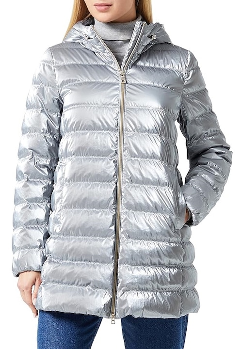 Дамско яке с пух Geox W Myluse Long Parka, Сиво/ Студено сребристо, L-XL / 50 IT / 46 EU