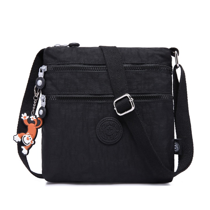 Női válltáska, Jormftte, nylon, több rekeszes, majom dekorációval, többszínű