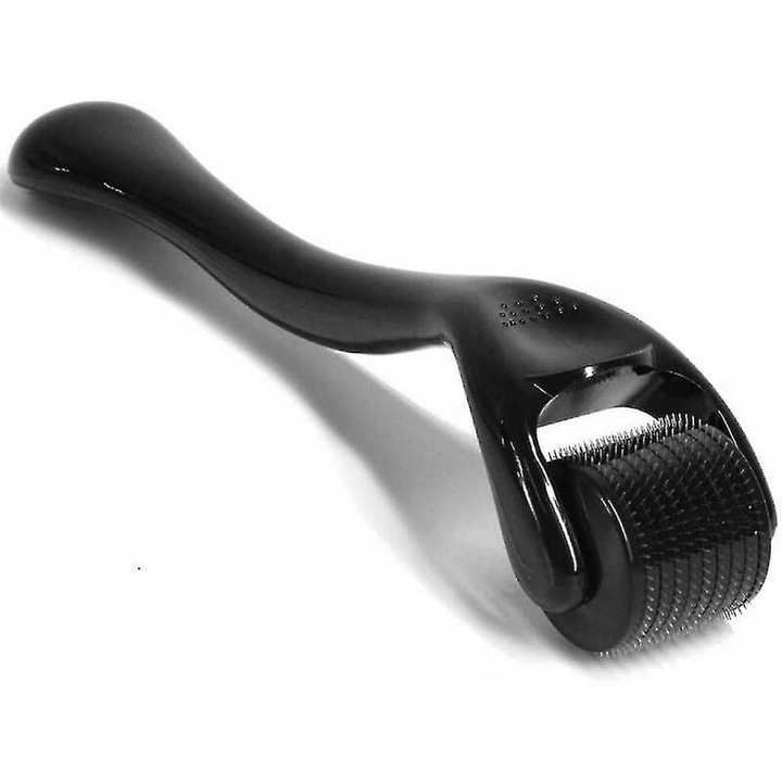 Aparat de masaj facial Dermaroller, Cozevdnt, 1.0mm, 540 ace din titan, negru