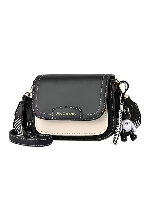 Női táska, Jormftte, PU bőr, 19x8x14 cm, fekete/fehér