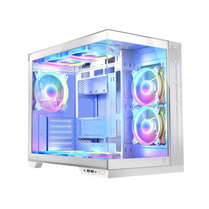 Carcasa Micro Tower Genesis Irid 503 ARGB, 4 ventilatoare ARGB, neagra, suport SSD