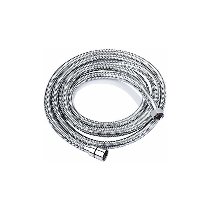 Furtun rezistent la coroziune, otel inoxidabil flexibil pentru dusuri neintrerupte, rezistenta la presiune ridicata, finisaj cromat pentru bai moderne, componente universale pentru instalare usoara, design anti-indoire (3m)