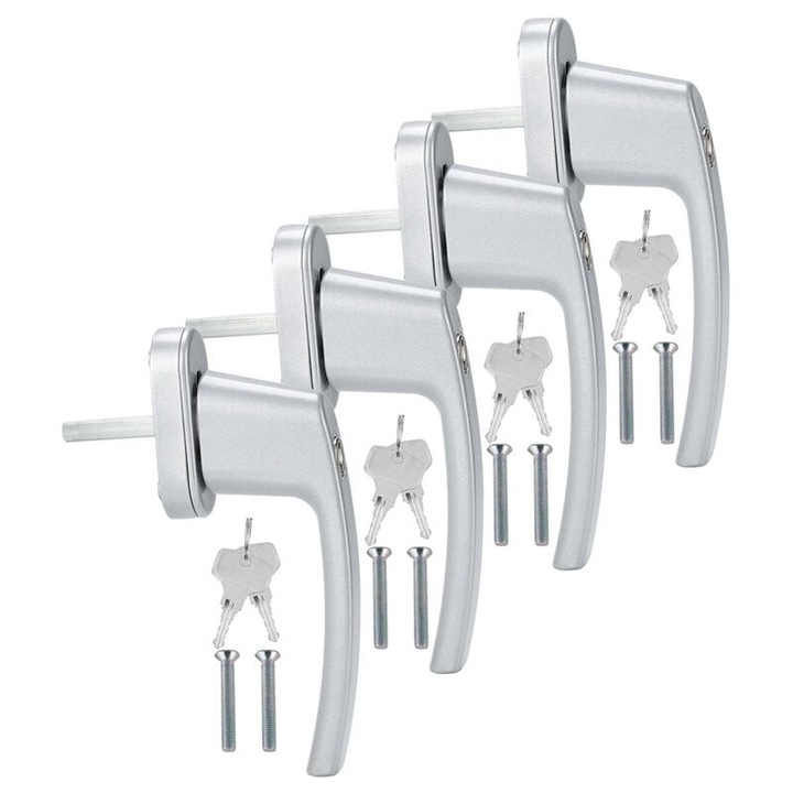 Set 4 manere usa, AMRINUGL, aluminiu, sistem de inchidere cu cheie, pentru poarta