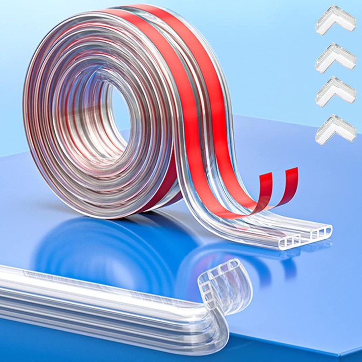 Прозрачен протектор за ръбове, Enforose, самозалепващ се, гъвкав дизайн, 3 метра