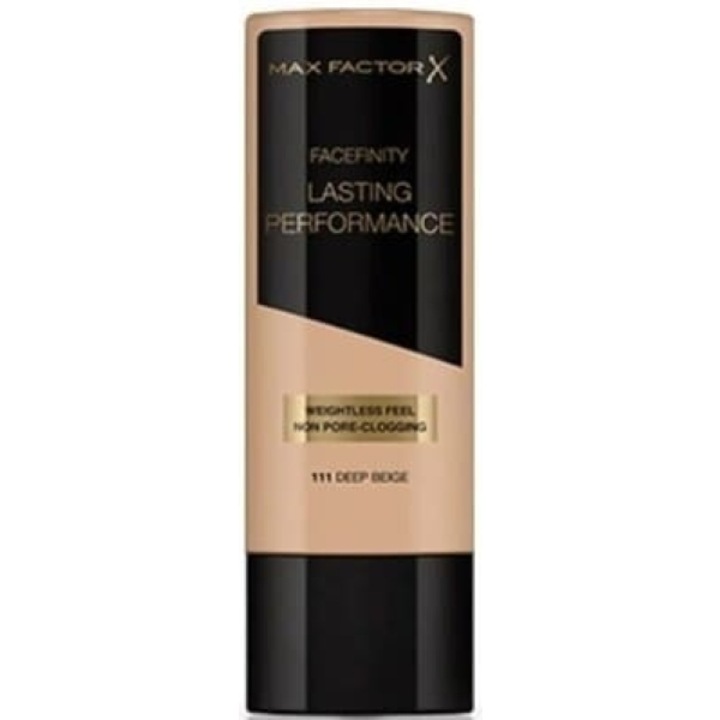 Fond de ten Max Factor Lasting Performance, 111 Deep Beige, 35 ml, formula rezistenta, potrivit pentru toate tipurile de ten