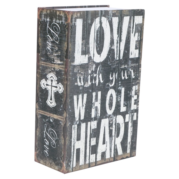 Caseta de valori tip carte, AMRINUGL, cu lacat combinat, textura frumoasa, 18.2x11.8x5.7cm