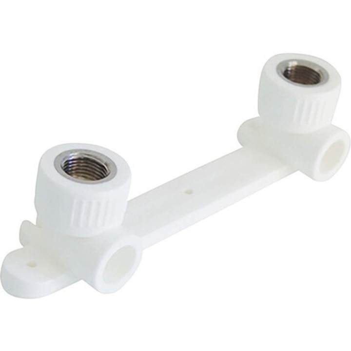 Könyök fali rögzítéssel, speciális dupla, 20x1/2" FI, fehér PPR