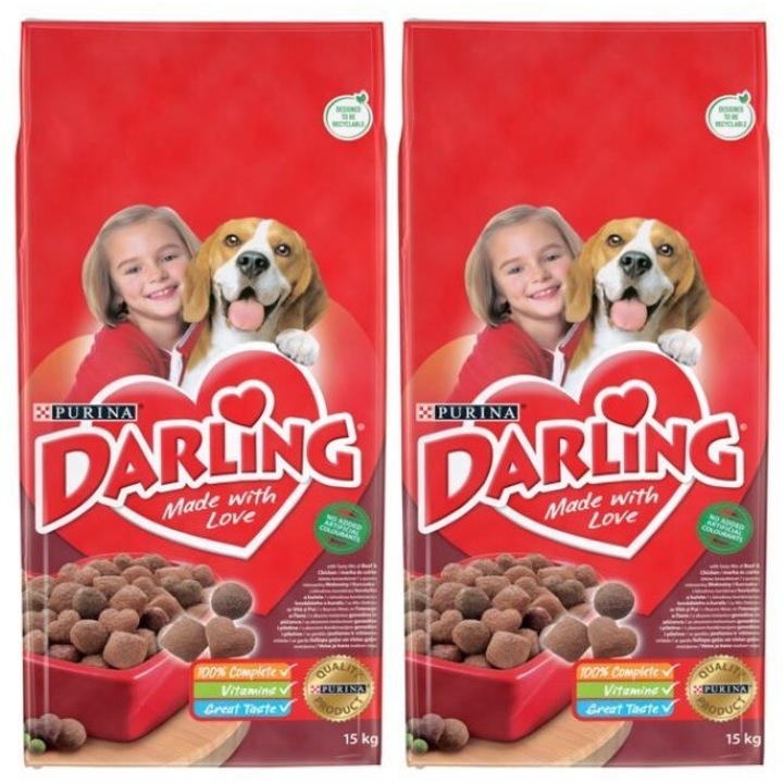 Комплект 2 чувала PURINA DARLING, Говеждо и зеленчуци, 2 х 15 kg