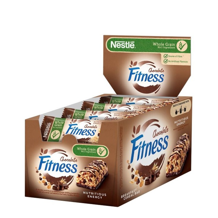 Кутия зърнени десерти, NESTLE FITNESS, Шоколад, 16 бр. х 23.5g