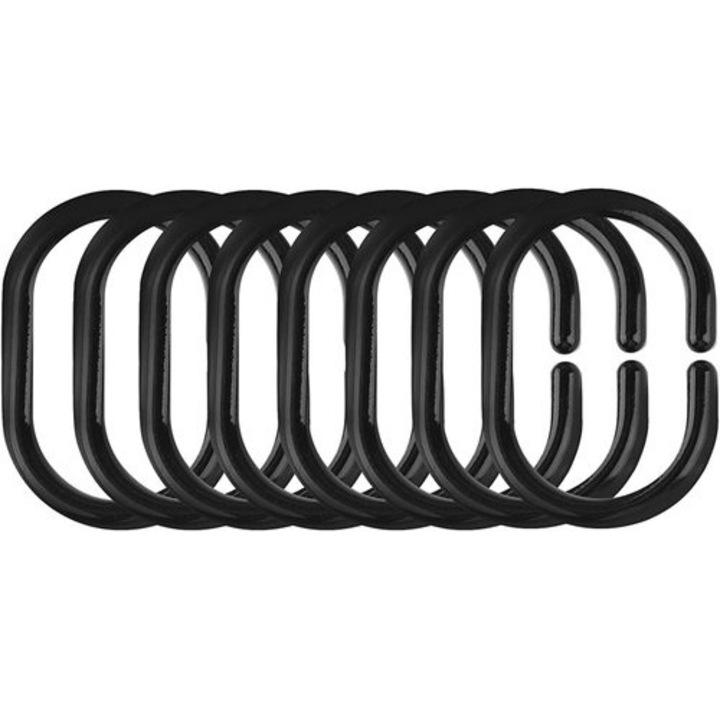 Inele pentru perdea de duș, Duramat, 12 bucăți, Negre