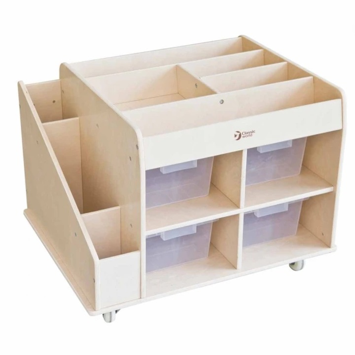 Дървен скрин Classic World, подвижен, за съхранение на детски играчки, за детска стая, детски център, детска градина