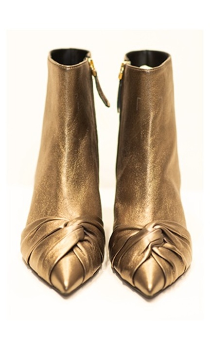 Cizme Prezioso, piele naturala, cu impletire, verde/aurie, Verde | Auriu