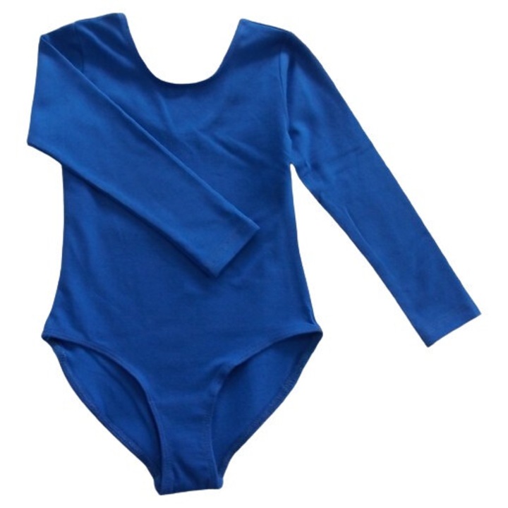 Hosszú ujjú balett trikó, búzavirágkék, pamut, gyerekeknek