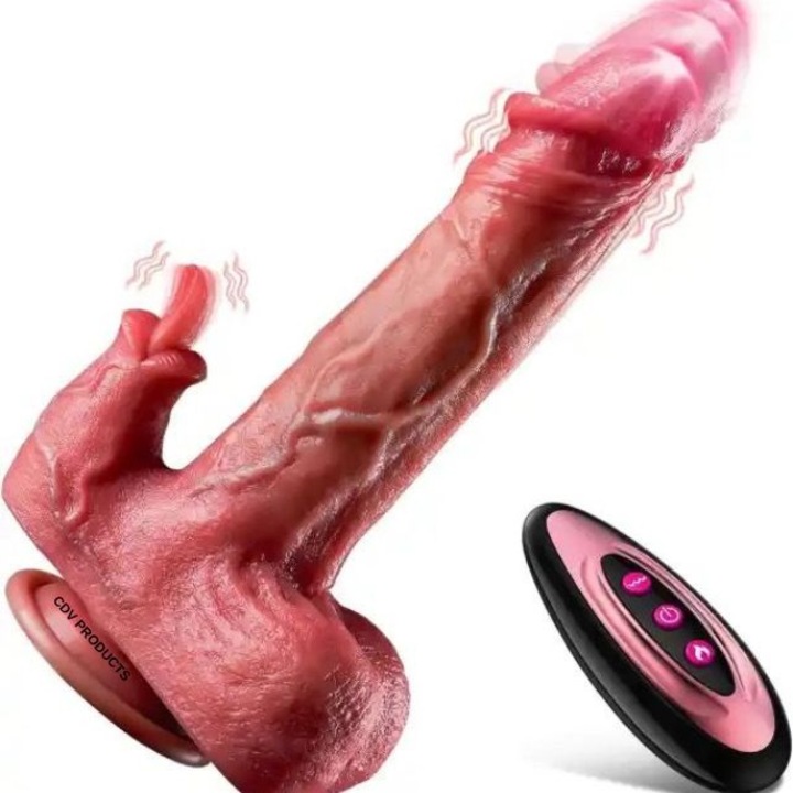 Prémium Realistic Vibrátor / Műpénisz, CDV PRODUCTS, 22 cm, 4 az 1-ben modell, 3D vénák, forgatás és méretezés fűtési funkciók, Cunilingus utánzat, 9 vibrációs mód, 3 pulzáló mód, bőrszín