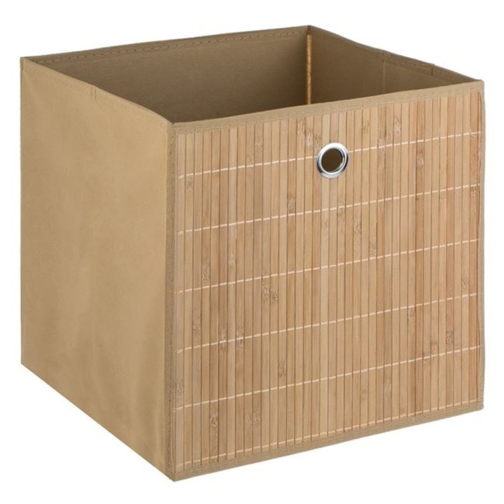Cutie de depozitare Antbro® din bambus de culoare naturala, fara capac, cu manere metalice, pliabila, 31x31x31 cm